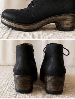 Meena Black Lace-Up Ankle Clog Boot